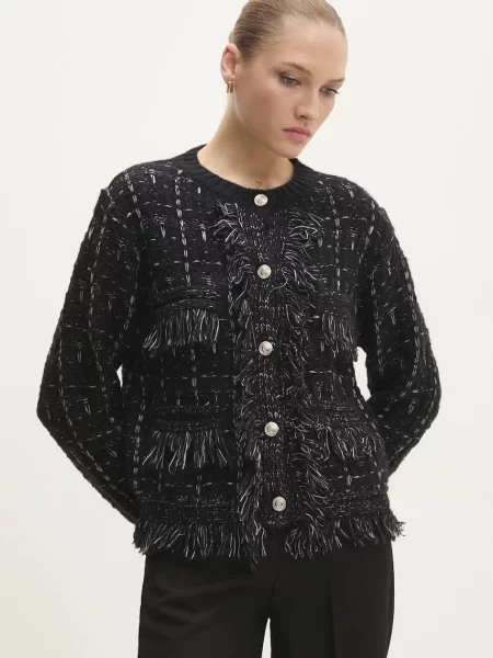 Жилетка с вълна Answear Lab от лека материя черно