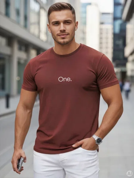 T-shirt z nadrukiem bordowy Dstreet