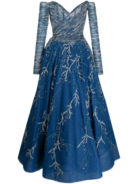 Rochie Saiid Kobeisy cu mărgele de costum albastru