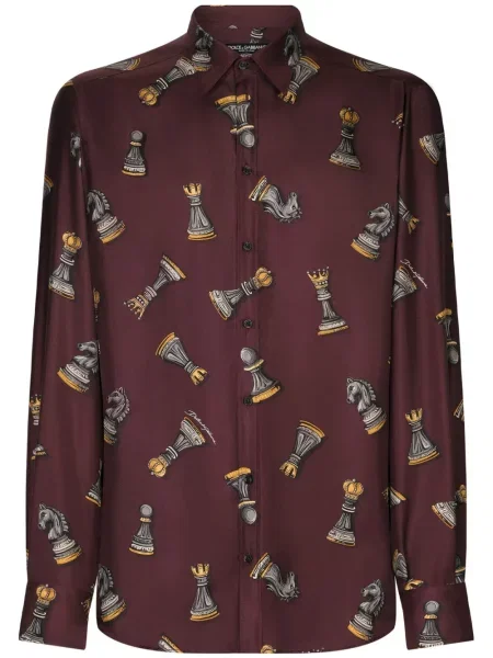 Cămașă Dolce & Gabbana de mătase roșu