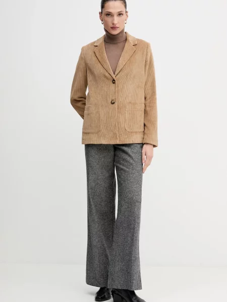 Вельветовий піджак United Colors of Benetton однобортний однотонний коричневий