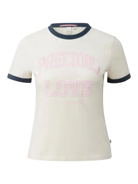 QS Tricou albastru noapte / roz deschis alb