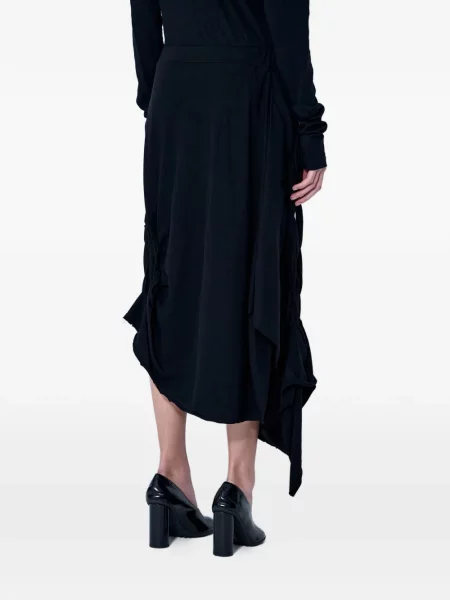 Fustă Yohji Yamamoto asimetrică drapată negru