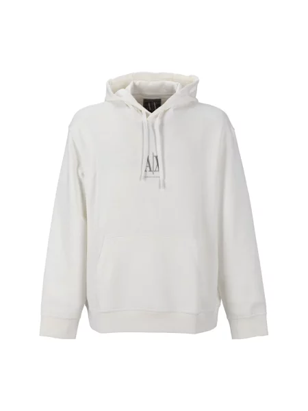 Armani Exchange bluza z kapturem z aplikacją biały
