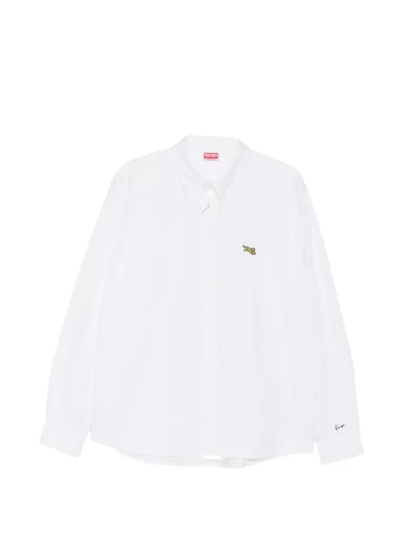 Cămașă Kenzo cu broderie cu dungi de tigru alb