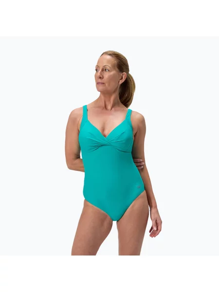 Costum de baie întreg pentru femei Speedo Shaping Cross Knot turquoise gem