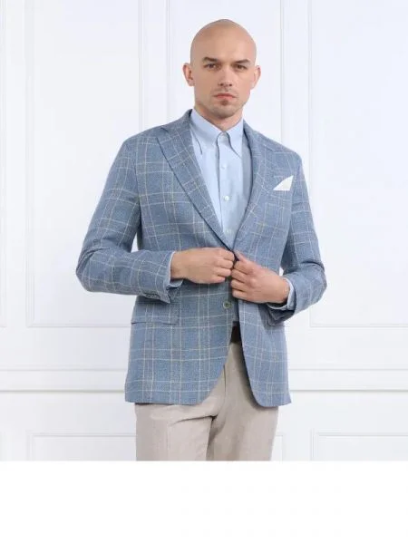 Oscar Jacobson De in sacou Fogerty Blazer cu adaos de mătase albastru