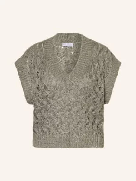 Brunello Cucinelli Dzianinowa Bluzka Z Cekinami gruen