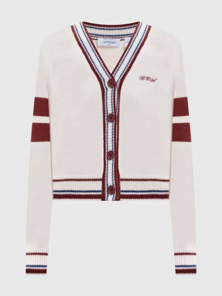 Кардиган кольору айворі з вовною Off-white бежевий