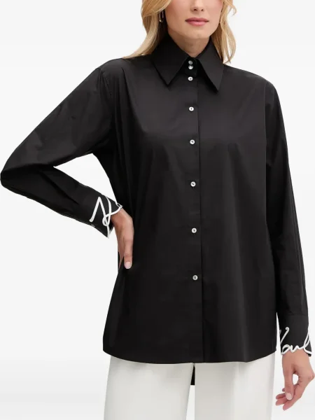 Cămașă Karl Lagerfeld cu broderie negru