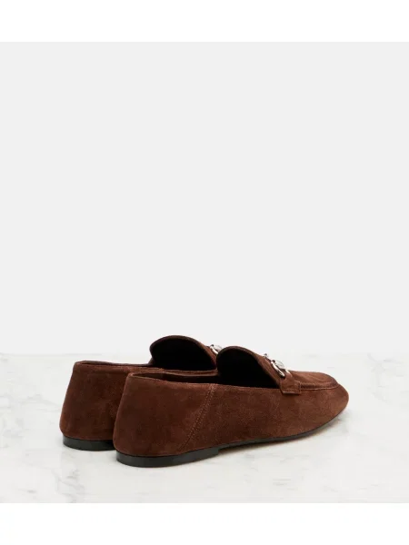 Pantofi loafer Gucci din piele de căprioară maro