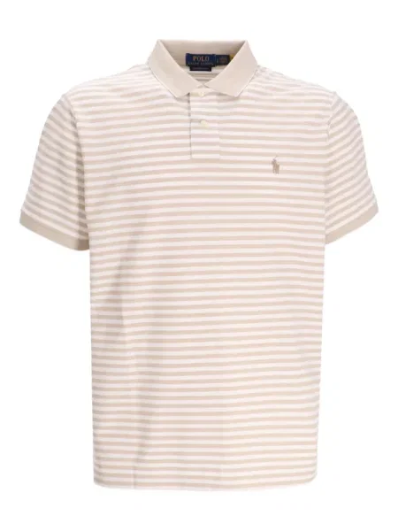 Lněné pruhované tričko Polo Ralph Lauren šedé