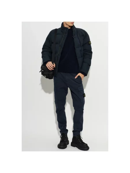 Sweter Stone Island wełniany z kamieniami niebieski