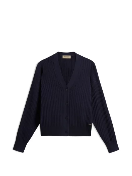 Cardigan Woolrich cu decolteu în V cu nervuri albastru
