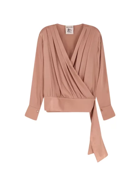 Długa bluzka Semicouture z dekoltem w serek różowa