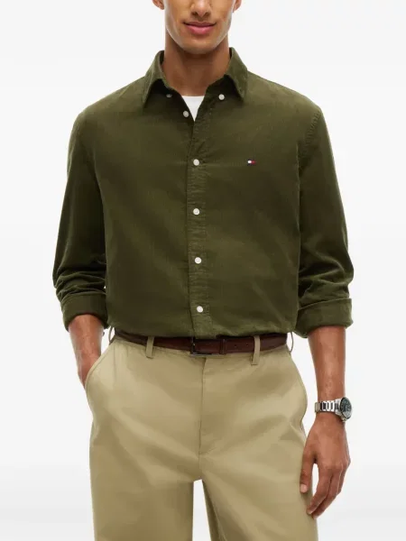 Πουκάμισο Tommy Hilfiger κοτλέ πράσινο