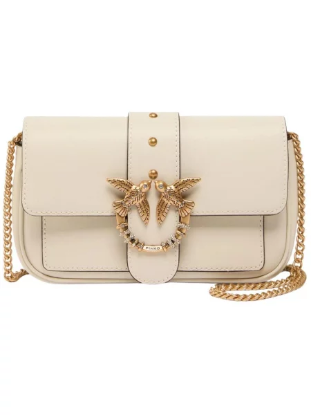 Crossbody kabelka Pinko s prackou béžová