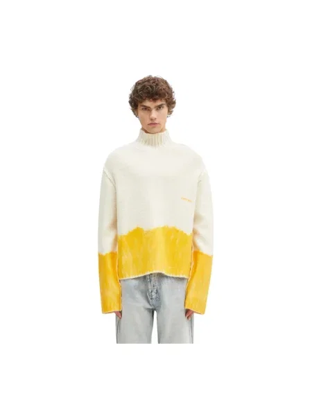 Sweter A-cold-wall* wełniany z wysokim kołnierzem beżowy