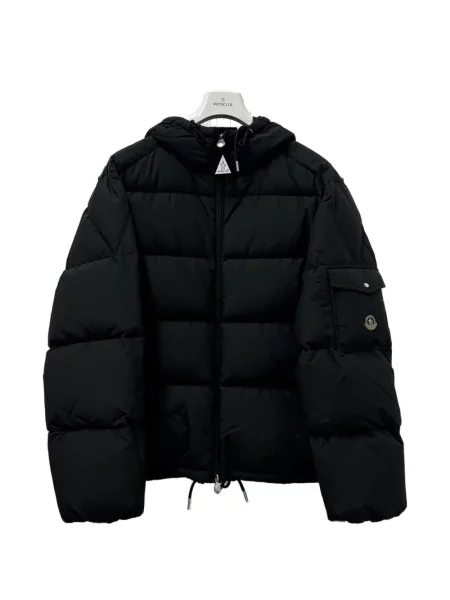 Scurt geacă cu puf Moncler cu glugă negru