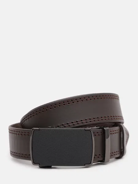 Кожаный ремень Borsa Leather с ремешками коричневый