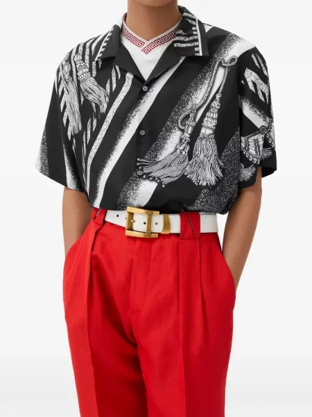 Cămașă Versace de mătase negru