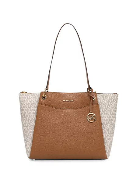 Papuci Michael Michael Kors cu imagine cu bretele din piele de căprioară maro