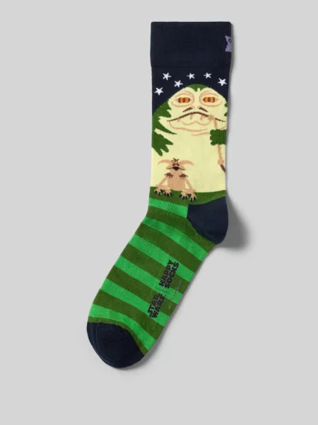 Skarpety z elastycznej mieszanki bawełny model Star Wars Jabba' Happy Socks granatowe