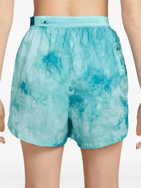 Pantaloni scurți Nike alergare cu talie înaltă în carouri albastru