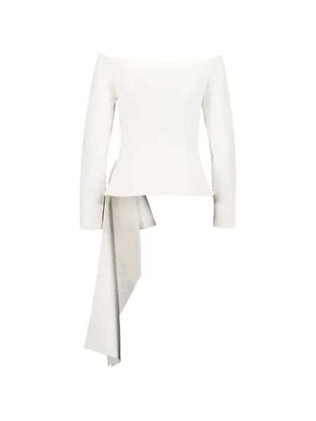 Geacă Roland Mouret drapată cu umerii deschiși alb