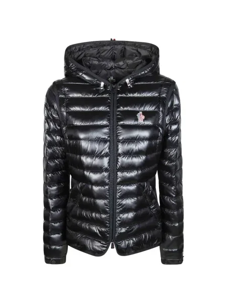 Пухено яке Moncler Grenoble с качулка черно