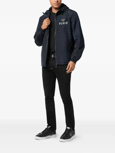 Geacă Philipp Plein cu glugă albastru