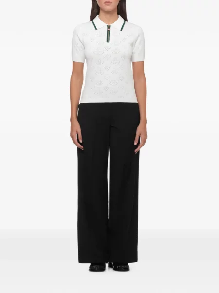 Tricou polo Casablanca cu autograf alb