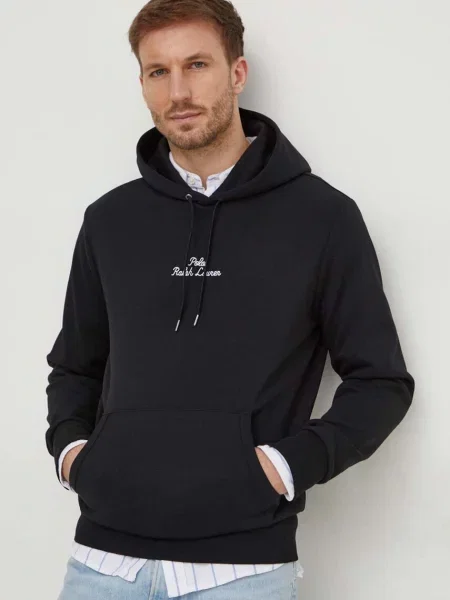Mikina Polo Ralph Lauren s kapucí s aplikací černá