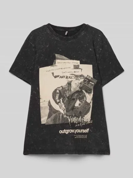 T-shirt o kroju regular fit z czystej bawełny model ‘PERNILLE’ Only czarna