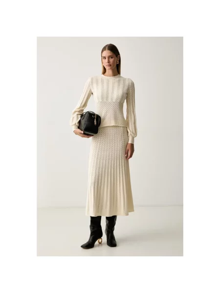 Dzianinowy sweter Twinset beżowy