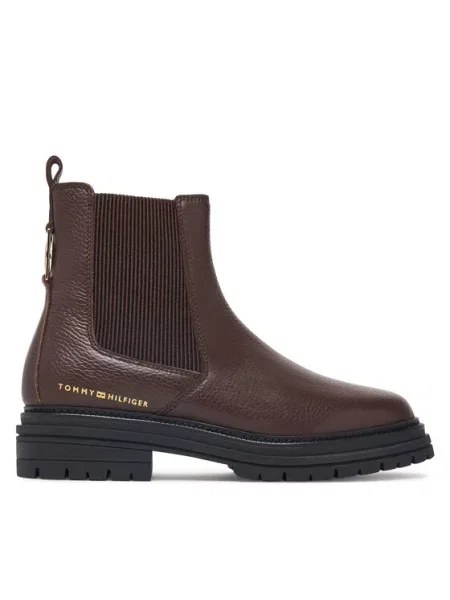 Tommy Hilfiger Ghete Jodhpur Th Emboss Grain Leather Chelsea maro