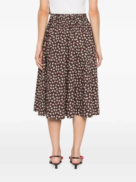 Fustă midi Msgm cu model floral cu imagine maro