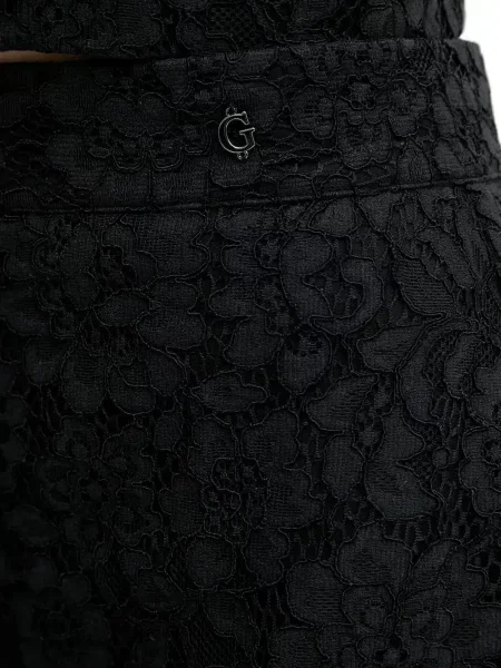 Fustă midi Guess cu model floral din dantelă negru