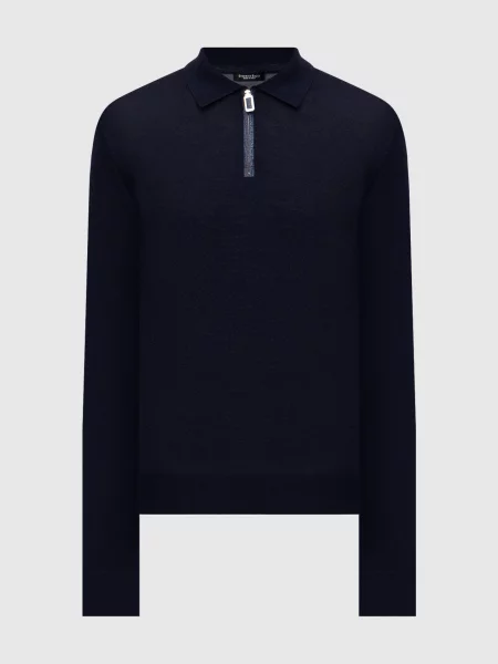 Кожаное поло Stefano Ricci синее