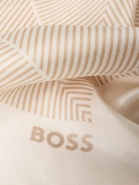 BOSS apaszka jedwabna wzorzysta beżowy