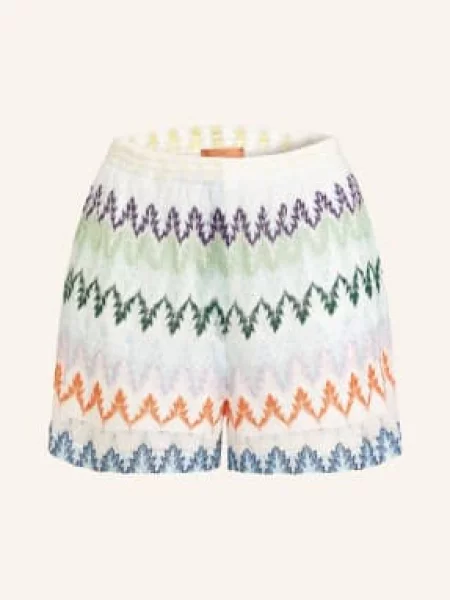 Missoni Szorty Z Dzianiny Z Brokatową Przędzą weiss pomarańczowe