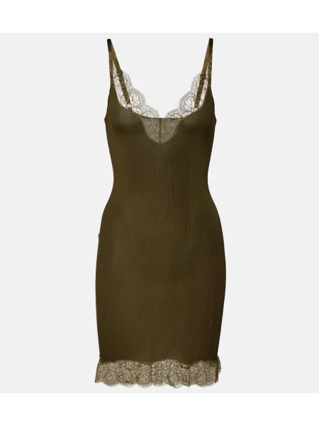 Rochie Saint Laurent de mătase de costum verde