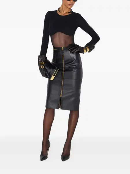 Fustă din piele Elisabetta Franchi negru
