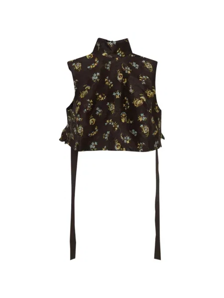Top Alemais cu model floral cu imagine maro