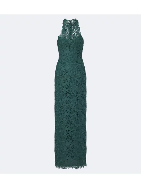 Rochie Monique Lhuillier din dantelă cu gât halter verde