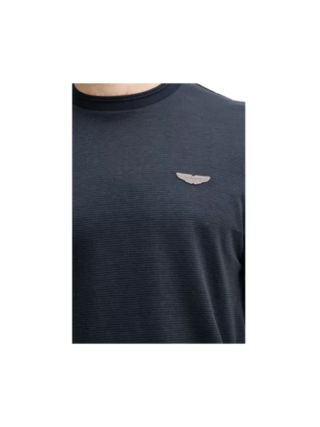 BOSS T-shirt z dodatkiem lnu BOSS X ASTON MARTIN niebieska