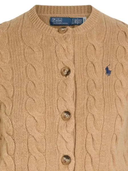 Плетена риза Polo Ralph Lauren с качулка с кръгло деколте синьо