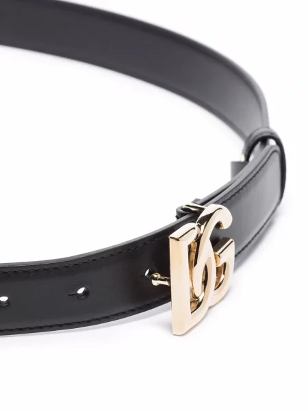 Kožený pásek Dolce & Gabbana s přezkou černý