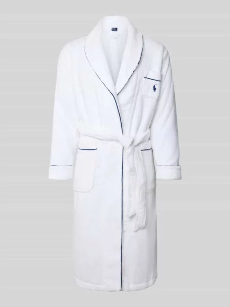 Szlafrok z kołnierzem z połami Polo Ralph Lauren biały