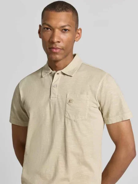Koszulka polo o kroju regular fit z brustaszą Lerros beżowa
